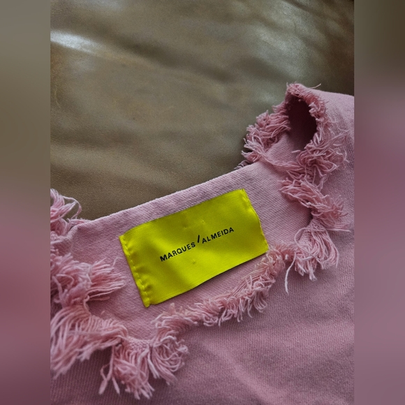 Marques Almeida Frayed Edge Denim Dress Pink Size M Medium - Picture 7 of 9